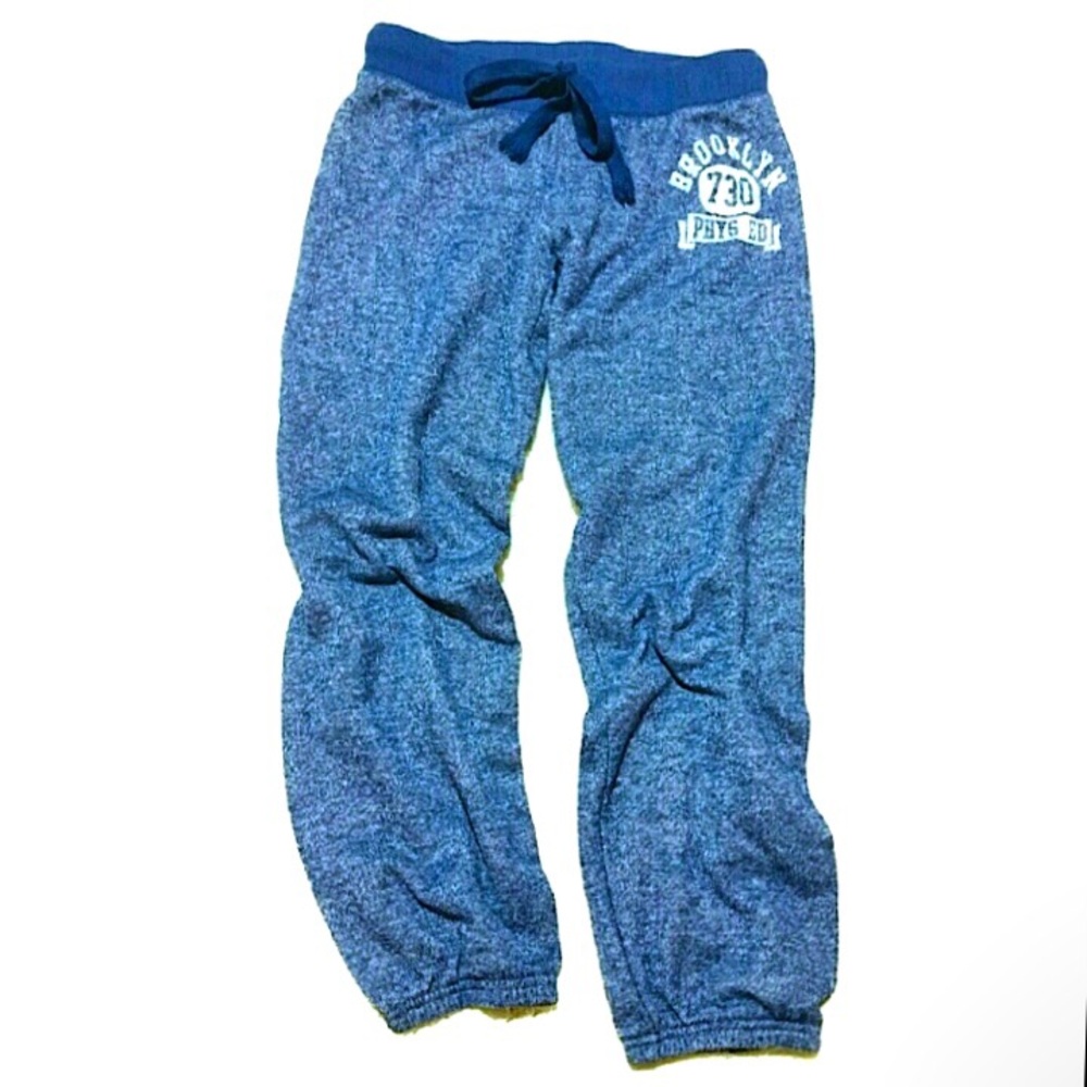 Derek Heart Cropped Joggers Blue “Brooklyn” Graphic Sweatpants Soft Crop Pants S - Picture 11 of 11